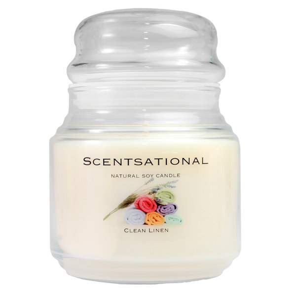 SCENTSATIONAL Clean Linen Scented Jar Candle with Glass Holder Wayfair